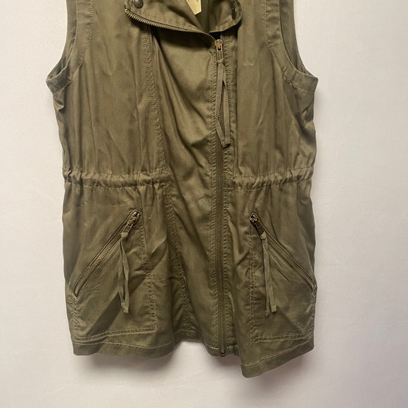 NWT American Eagle Outfitters Olive Green Utility Vest Jacket Moto Style Medium - Picture 3 of 8